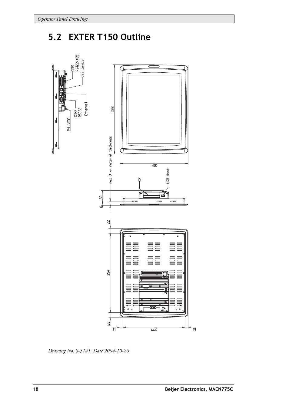 2 exter t150 outline | Beijer Electronics EXTER T150 EN User Manual | Page 18 / 26