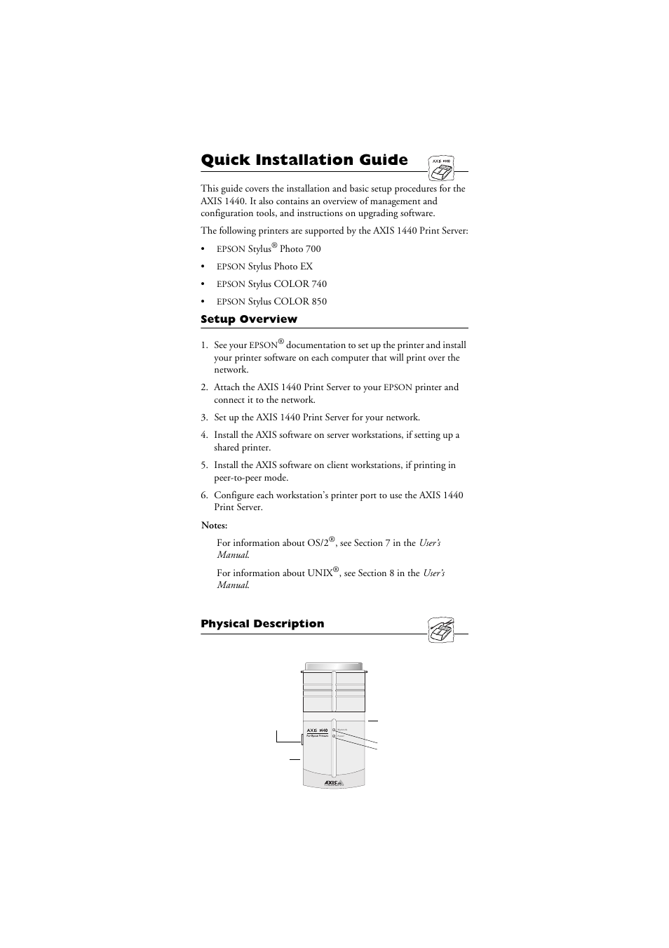 Introduction, Setup overview, Physical description | Quick installation guide | Axis Communications AXIS 1440 User Manual | Page 3 / 11
