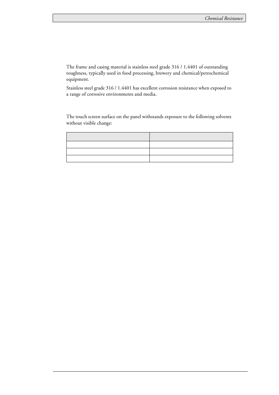 4 chemical resistance, 1 metal casing, 1 touch screen surface | 4chemical resistance | Beijer Electronics EXTER T150-st EN User Manual | Page 13 / 24