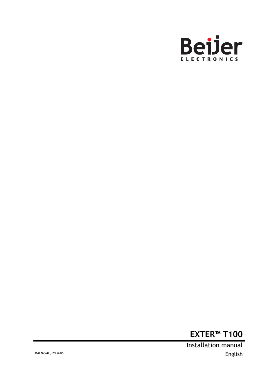 Beijer Electronics EXTER T100 EN User Manual | 26 pages