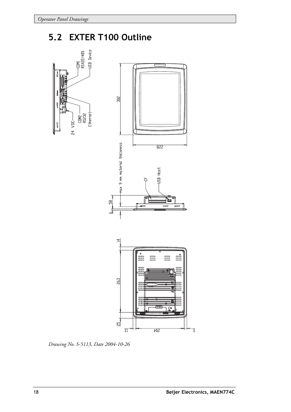 2 exter t100 outline | Beijer Electronics EXTER T100 EN User Manual | Page 18 / 26