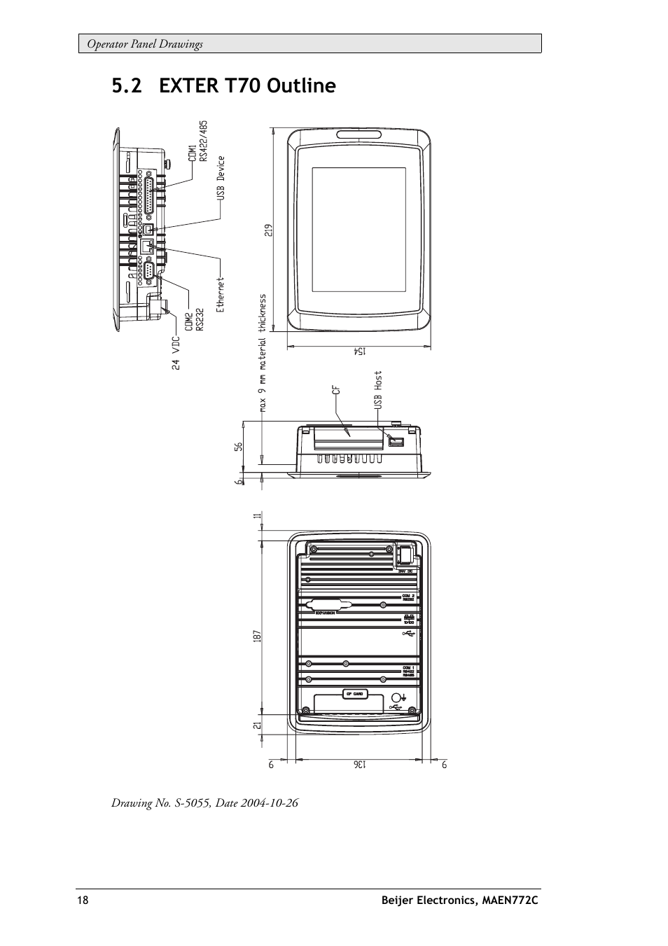 2 exter t70 outline | Beijer Electronics EXTER T70 EN User Manual | Page 18 / 26