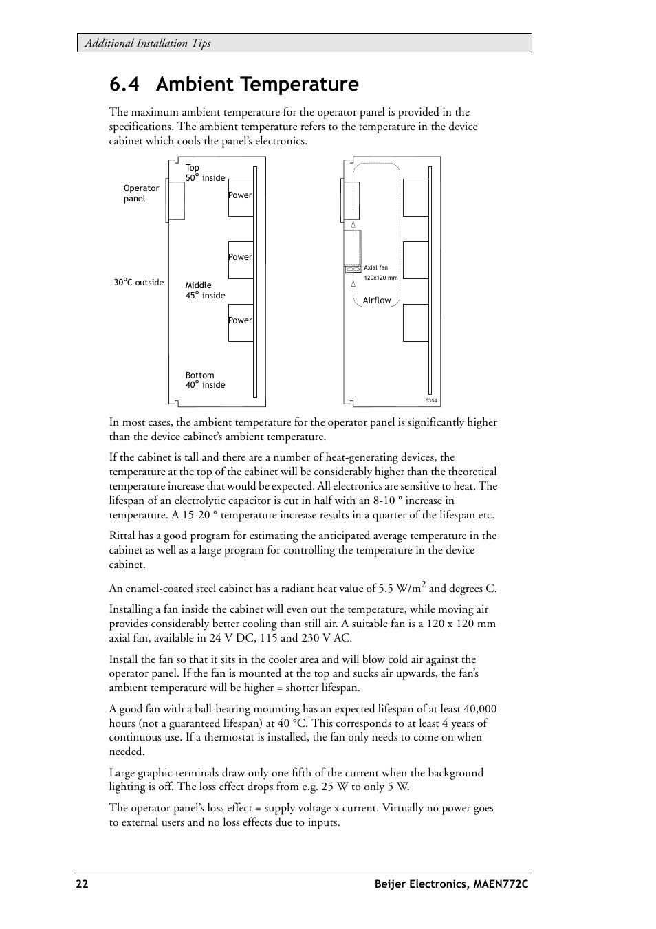 4 ambient temperature | Beijer Electronics EXTER T70 EN User Manual | Page 22 / 26