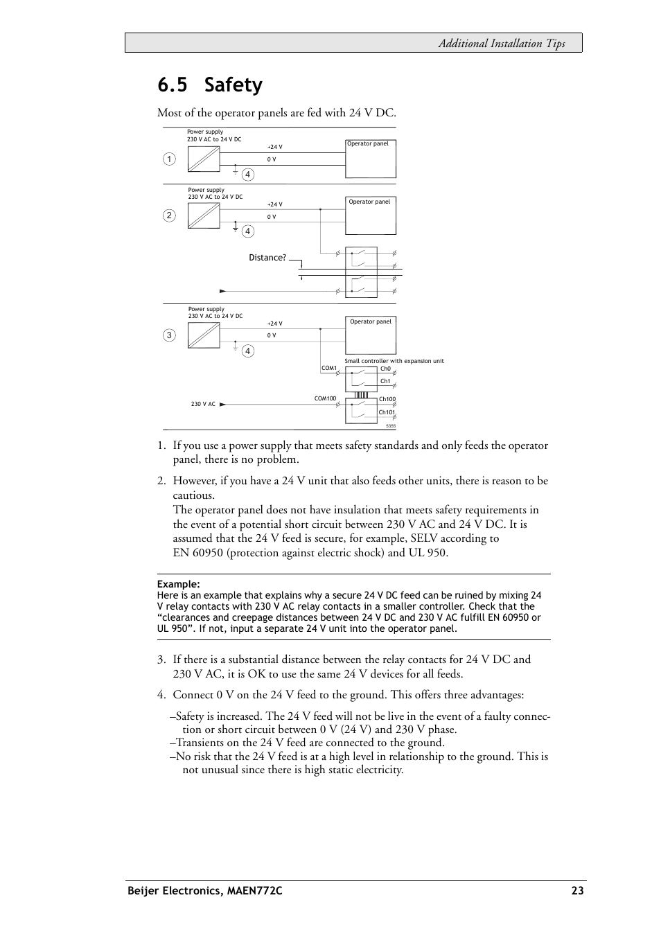 5 safety, Additional installation tips | Beijer Electronics EXTER T70 EN User Manual | Page 23 / 26