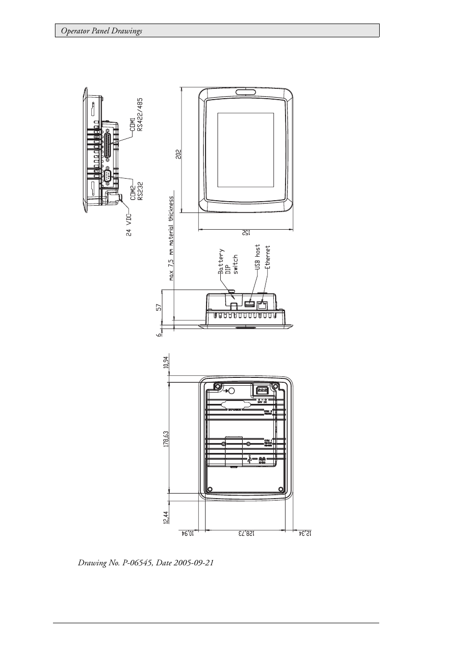 2 exter t60c/t60m/t60 outline | Beijer Electronics EXTER T60/T60c/T60m EN User Manual | Page 18 / 26