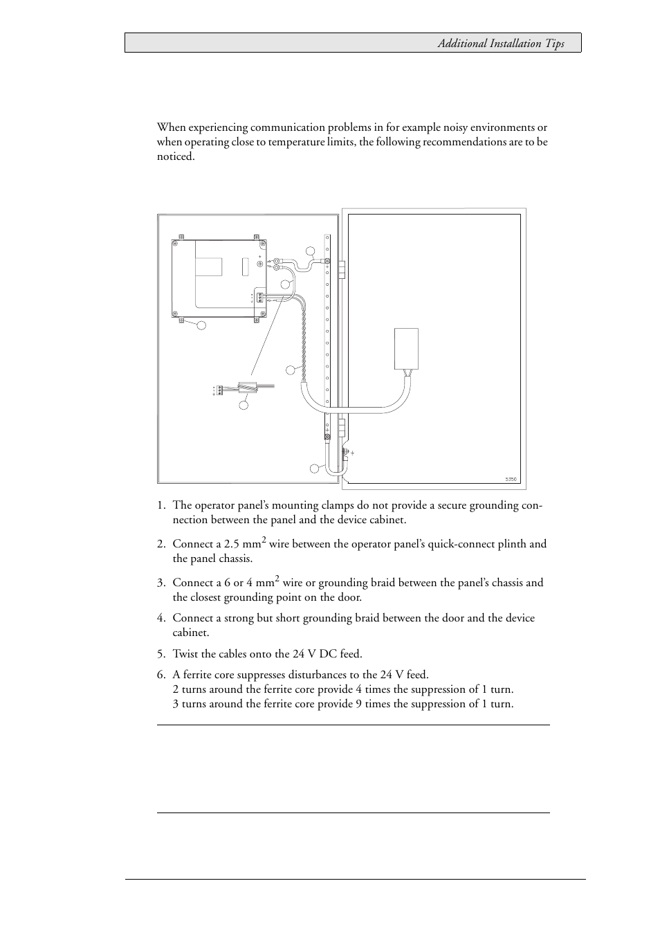 6 additional installation tips, 1 grounding the operator panel, 6additional installation tips | Beijer Electronics EXTER T60/T60c/T60m EN User Manual | Page 19 / 26