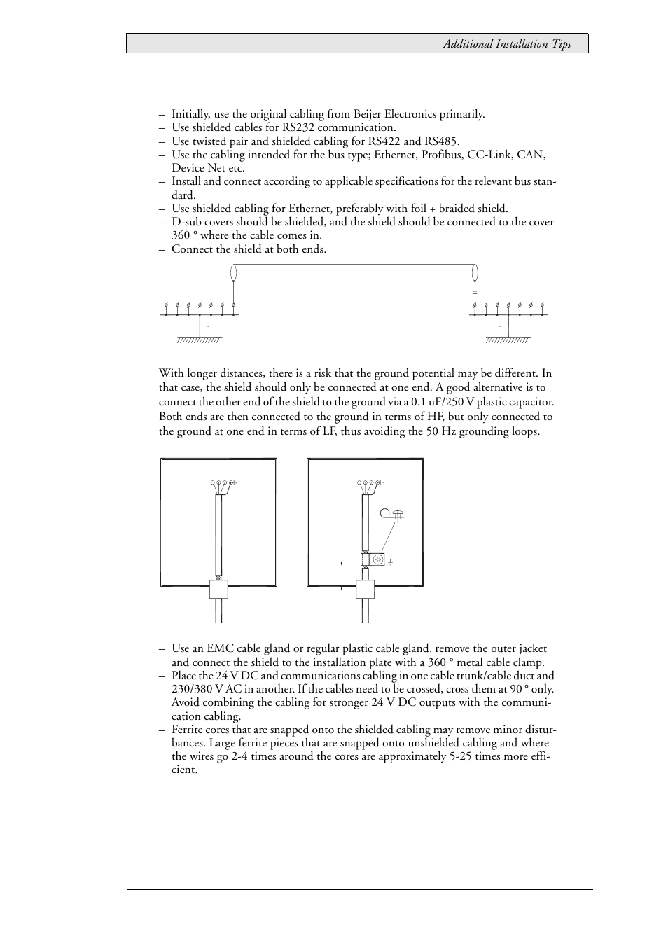 3 to achieve better emc protection, Additional installation tips | Beijer Electronics EXTER T60/T60c/T60m EN User Manual | Page 21 / 26