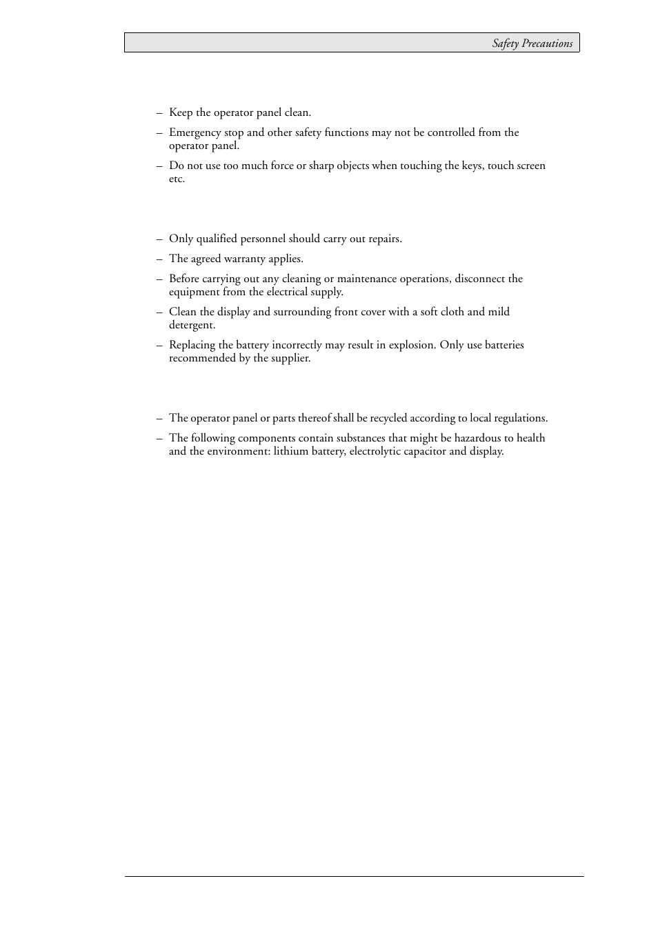 4 during use, 5 service and maintenance, 6 dismantling and scrapping | Beijer Electronics EXTER T60/T60c/T60m EN User Manual | Page 7 / 26