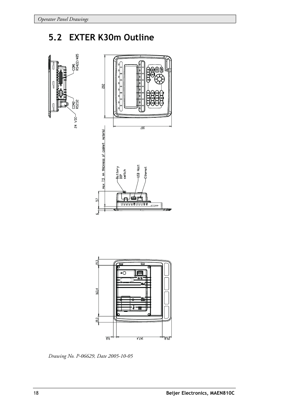 2 exter k30m outline | Beijer Electronics EXTER K30m EN User Manual | Page 18 / 28