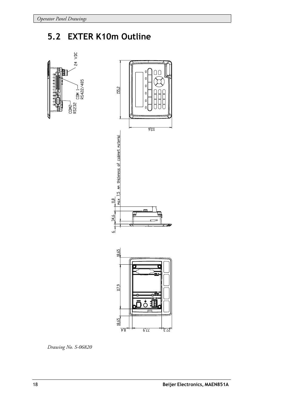 2 exter k10m outline | Beijer Electronics EXTER K10m EN User Manual | Page 18 / 28