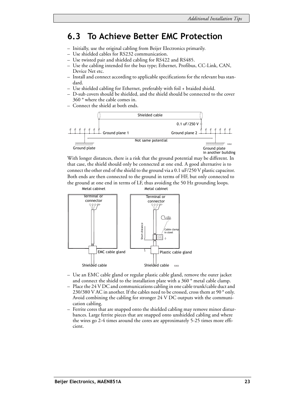 3 to achieve better emc protection, Additional installation tips | Beijer Electronics EXTER K10m EN User Manual | Page 23 / 28