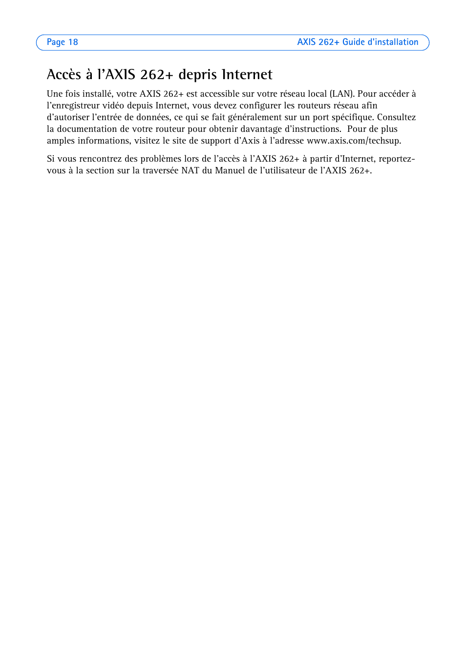 Accès à l'axis 262+ depris internet | Axis Communications 262+ User Manual | Page 18 / 54