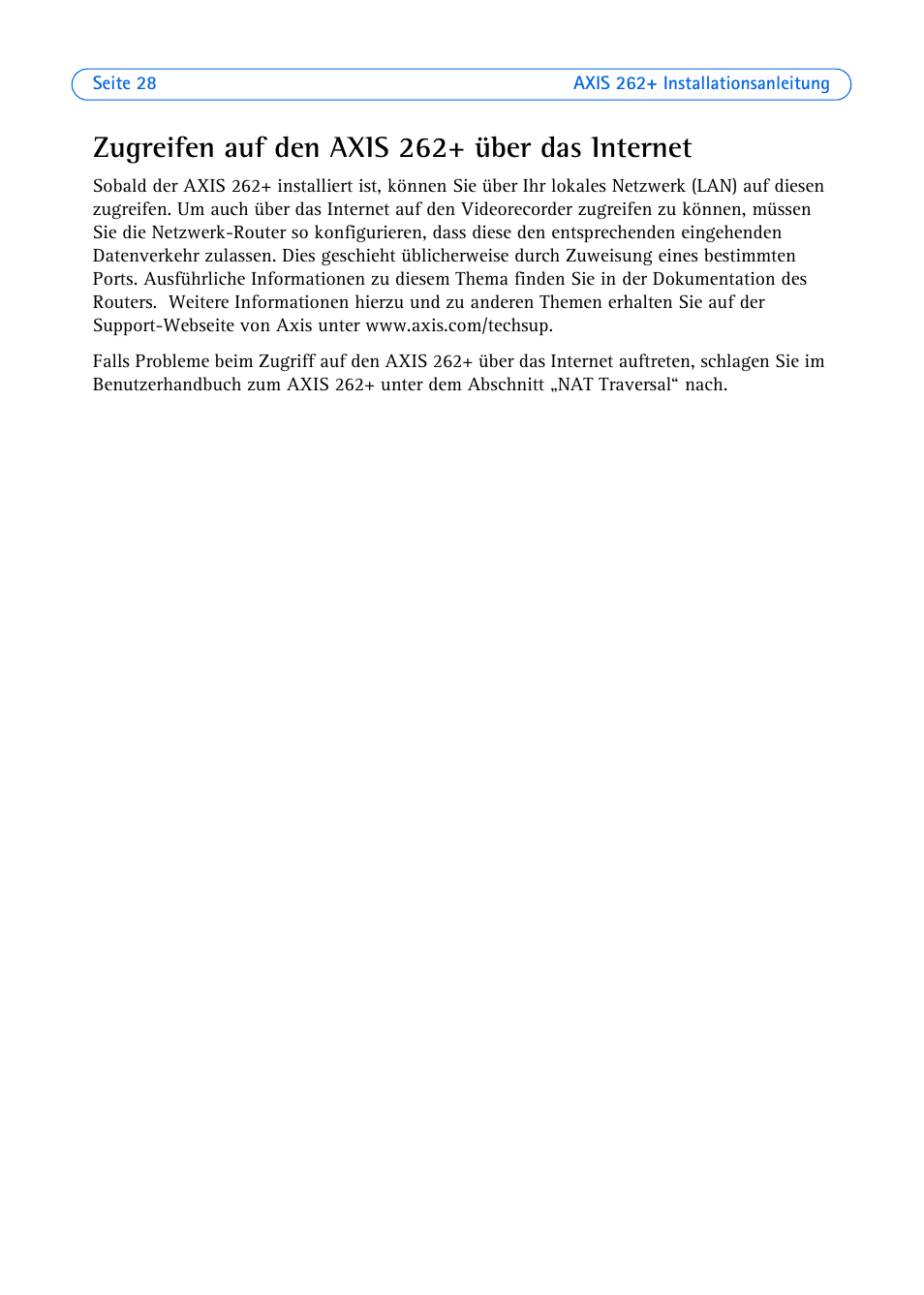 Zugreifen auf den axis 262+ über das internet | Axis Communications 262+ User Manual | Page 28 / 54