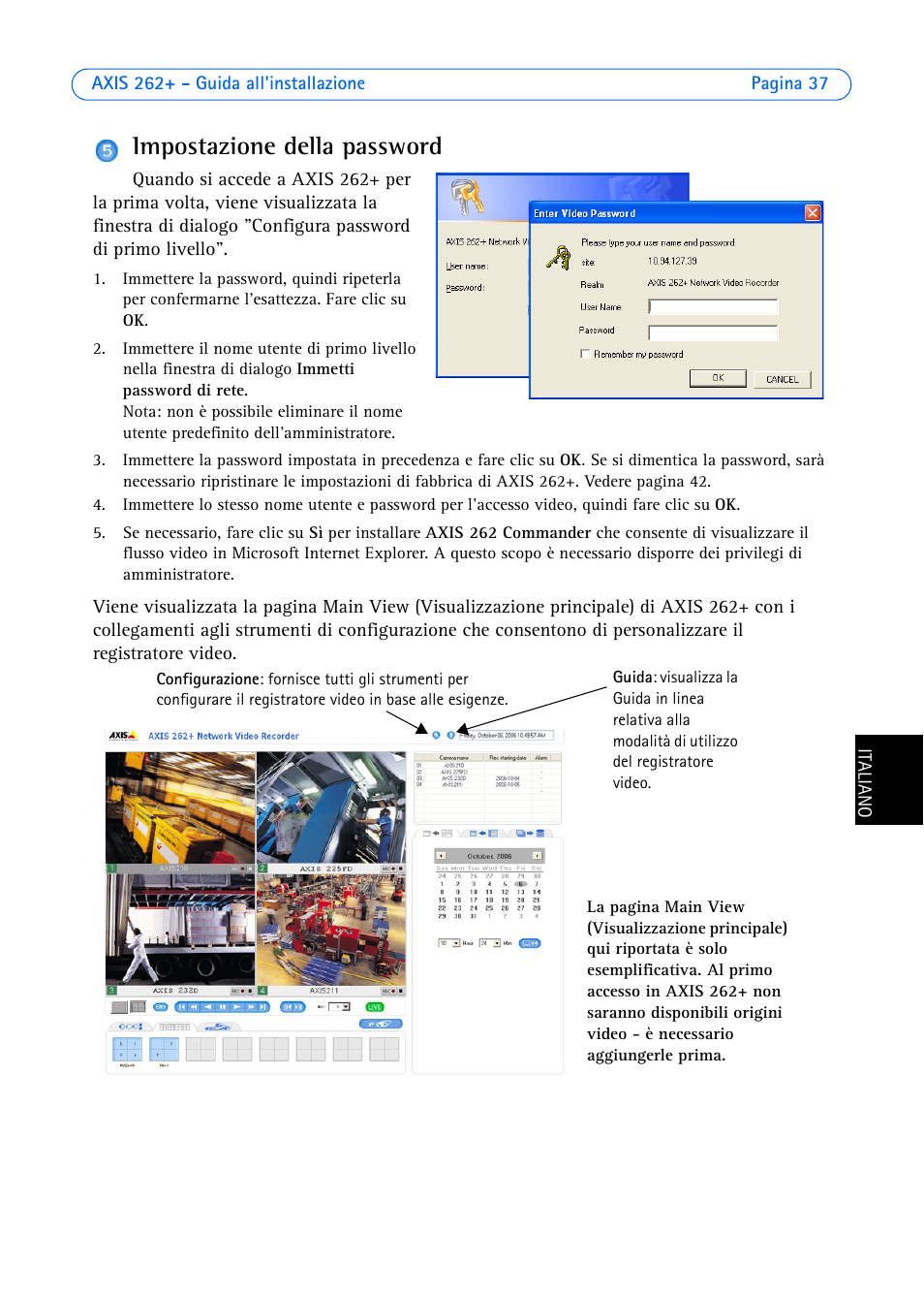 Impostazione della password | Axis Communications 262+ User Manual | Page 37 / 54