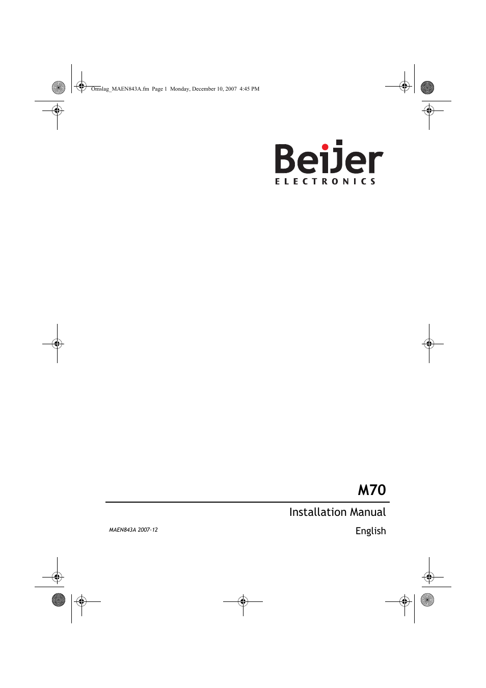 Beijer Electronics M70 EN User Manual | 37 pages