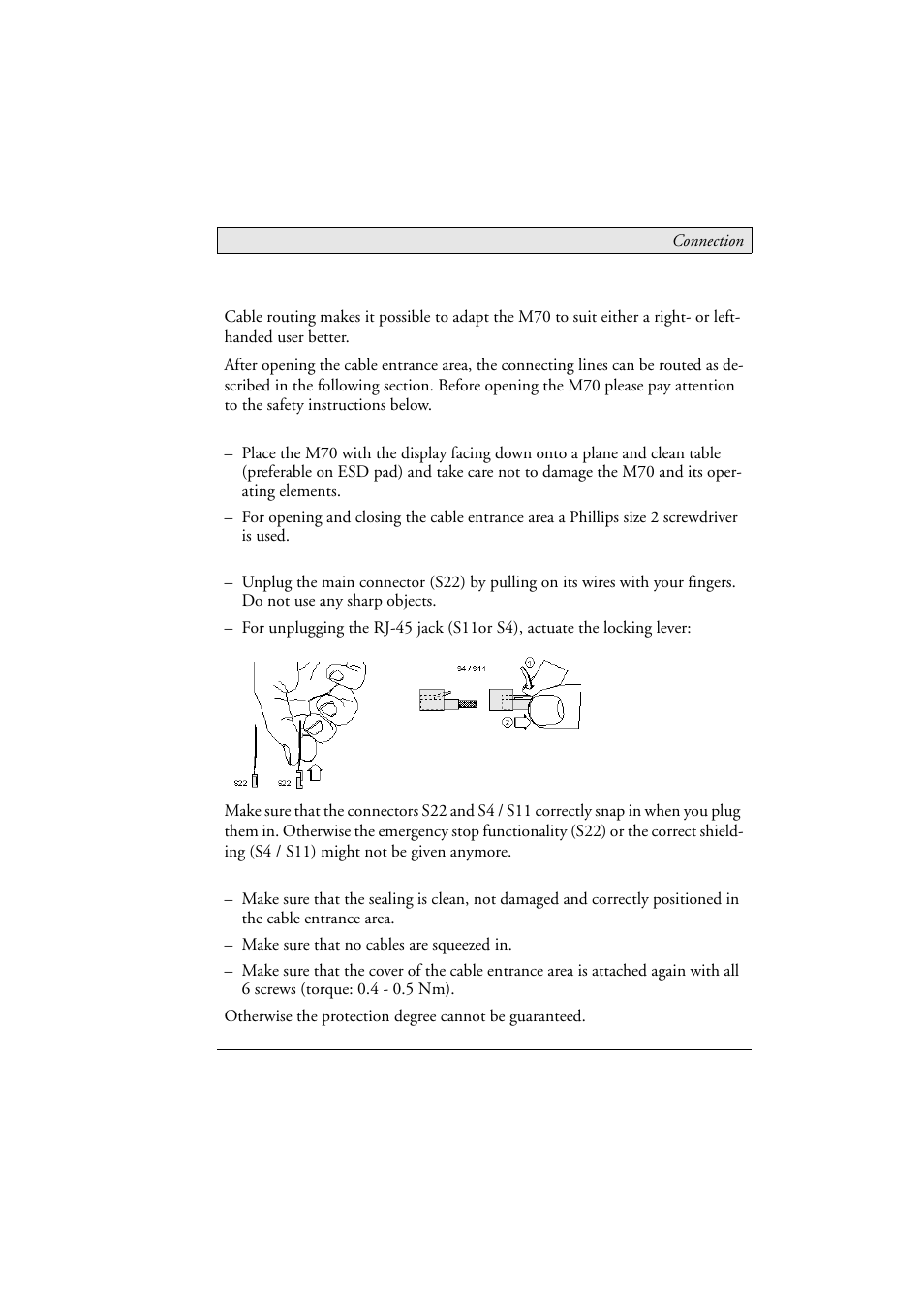 Cable routing in cable entrance area | Beijer Electronics M70 EN User Manual | Page 11 / 37