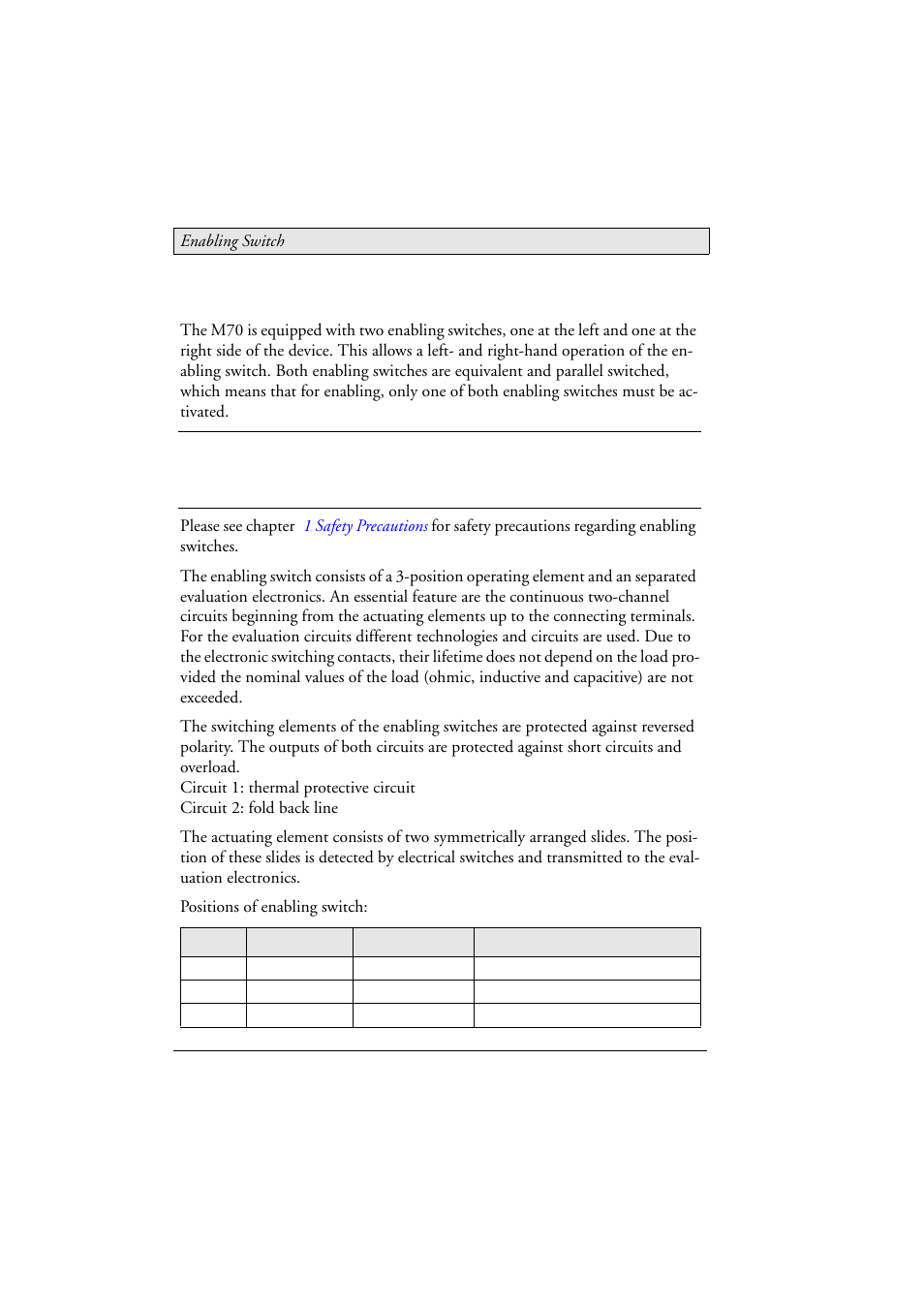 6 enabling switch, 6enabling switch | Beijer Electronics M70 EN User Manual | Page 16 / 37