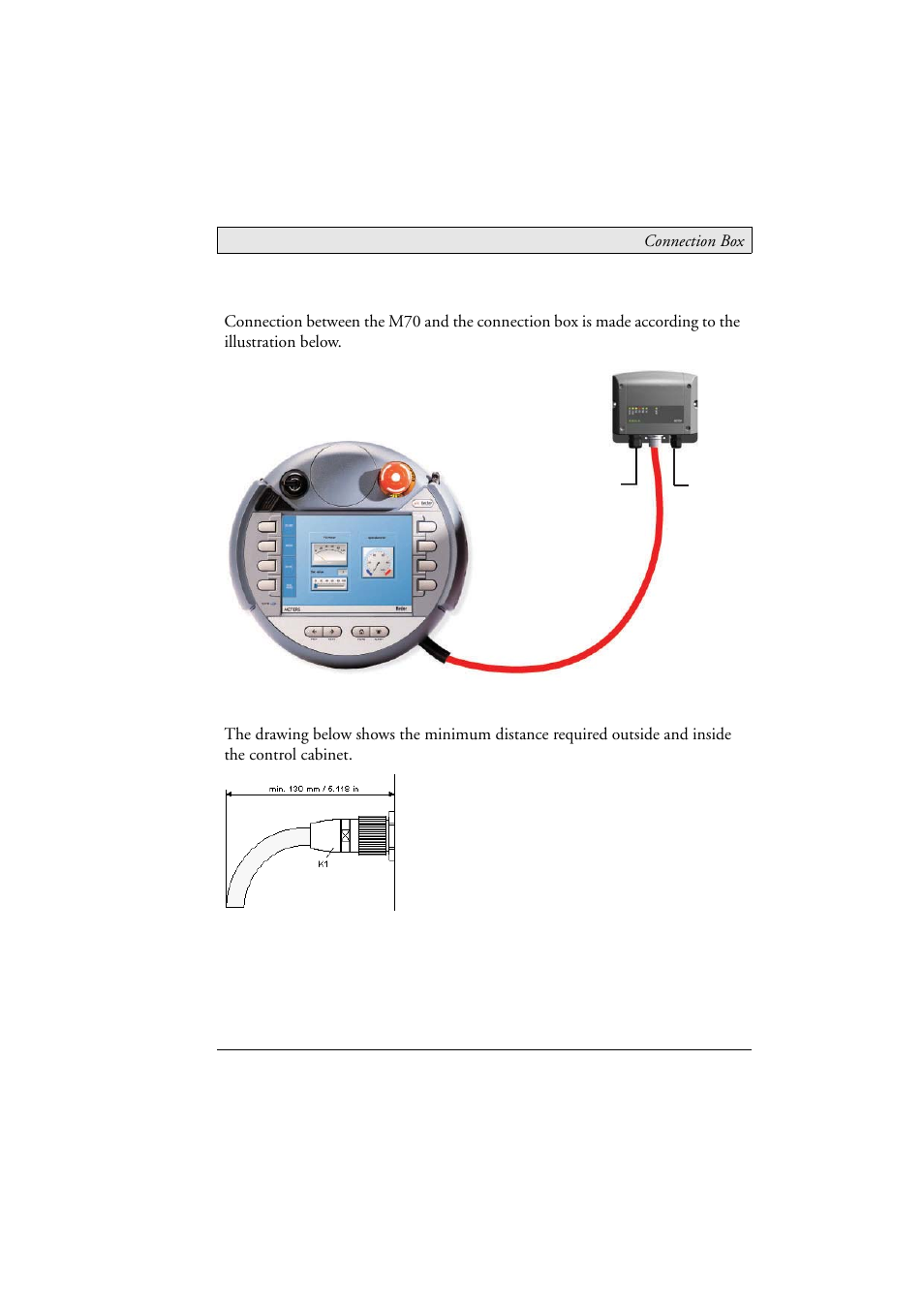 2 connecting m70 to connection box, Connecting m70 to connection box | Beijer Electronics M70 EN User Manual | Page 33 / 37