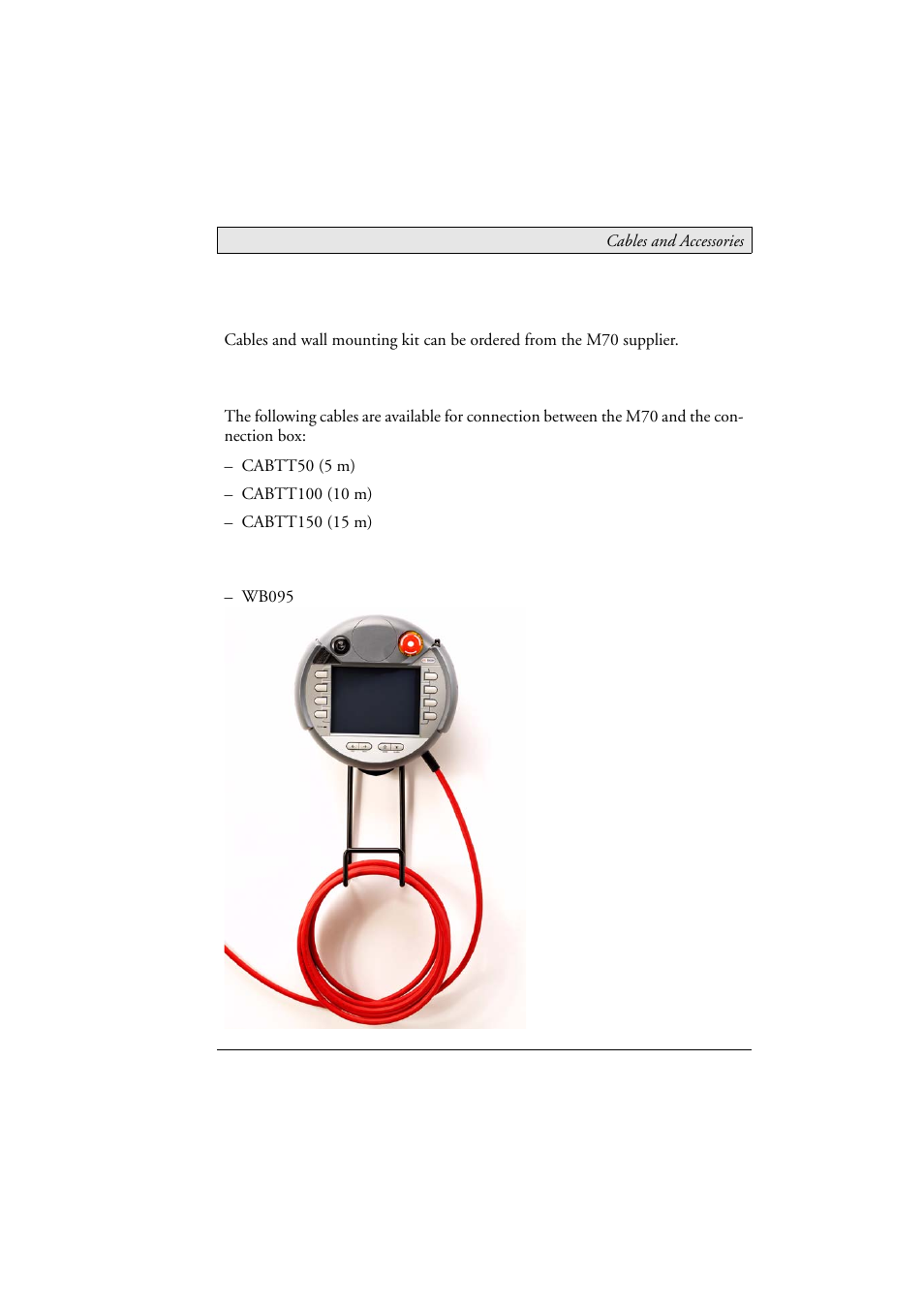 15 cables and accessories, 1 connection cable, 2 wall mounting kit | Connection cable, Wall mounting kit | Beijer Electronics M70 EN User Manual | Page 37 / 37