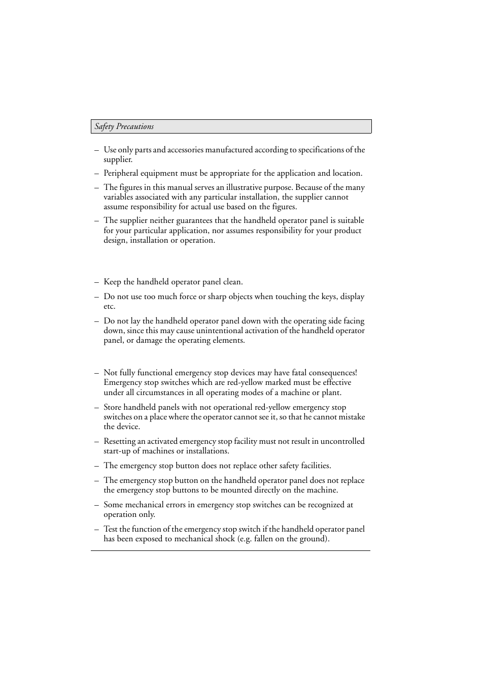 2 during use, During use, Emergency stop button | Beijer Electronics M70 EN User Manual | Page 6 / 37