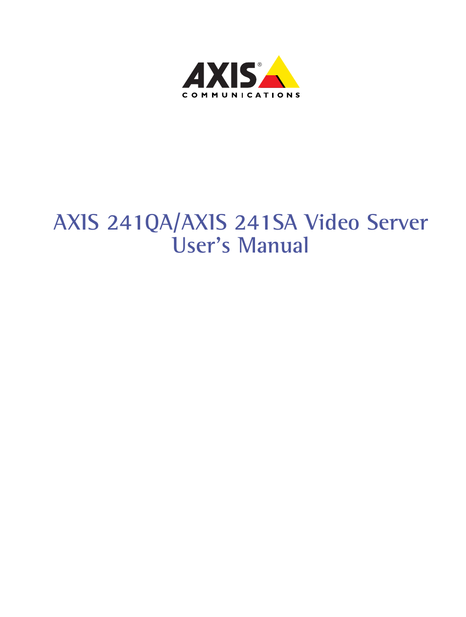 Axis Communications 241SA User Manual | 83 pages