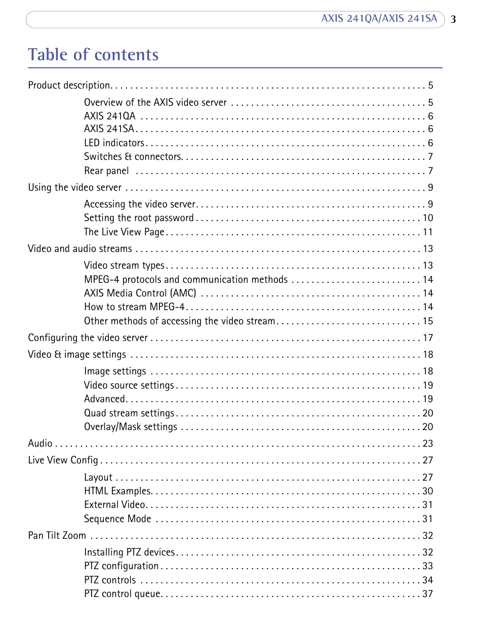 Axis Communications 241SA User Manual | Page 3 / 83