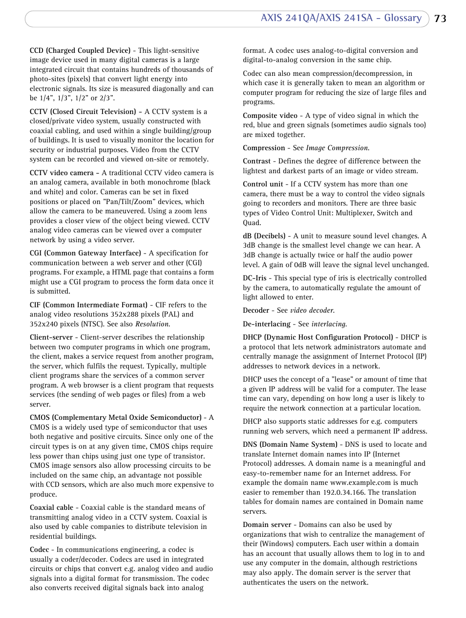 Axis Communications 241SA User Manual | Page 73 / 83