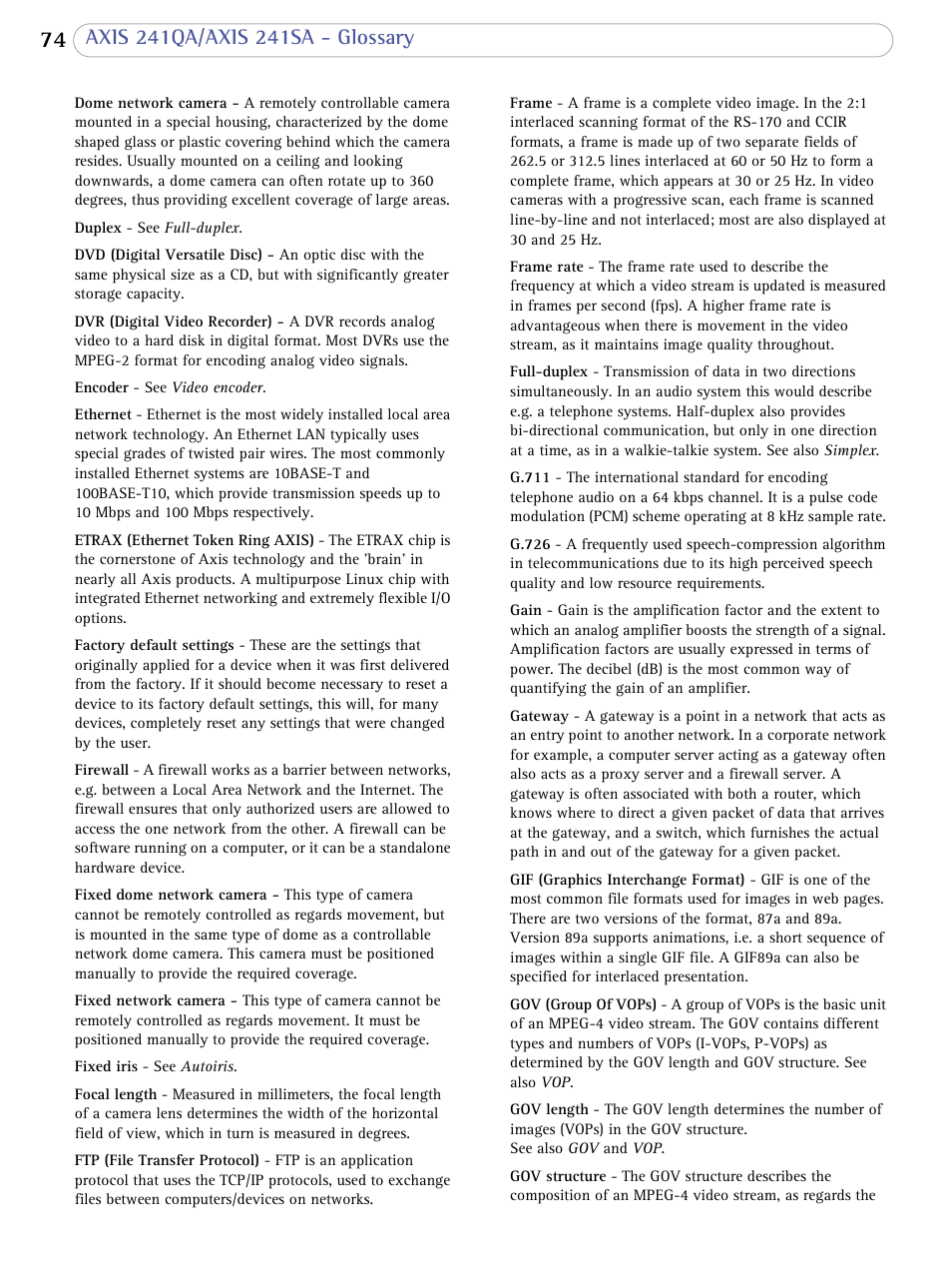 Axis Communications 241SA User Manual | Page 74 / 83