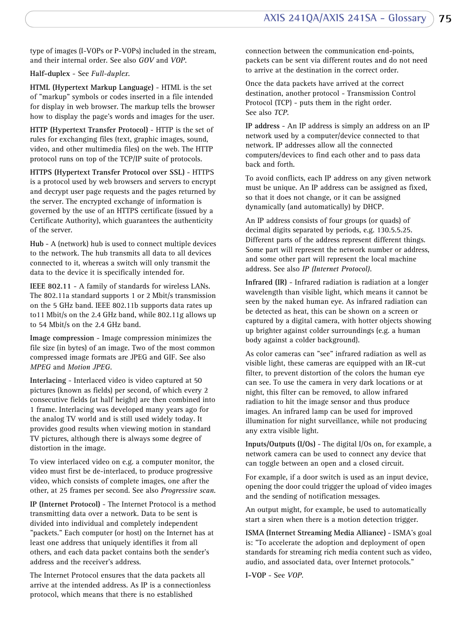 Axis Communications 241SA User Manual | Page 75 / 83