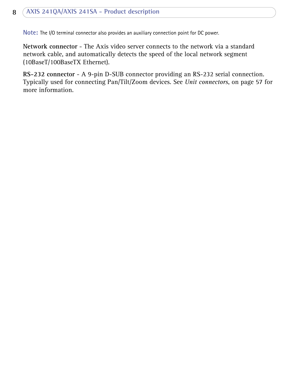 Axis Communications 241SA User Manual | Page 8 / 83