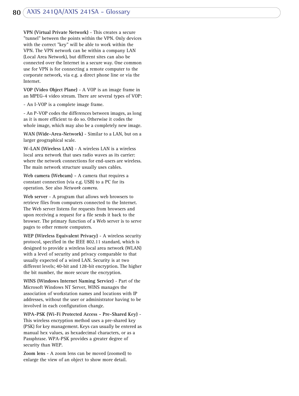 Axis Communications 241SA User Manual | Page 80 / 83