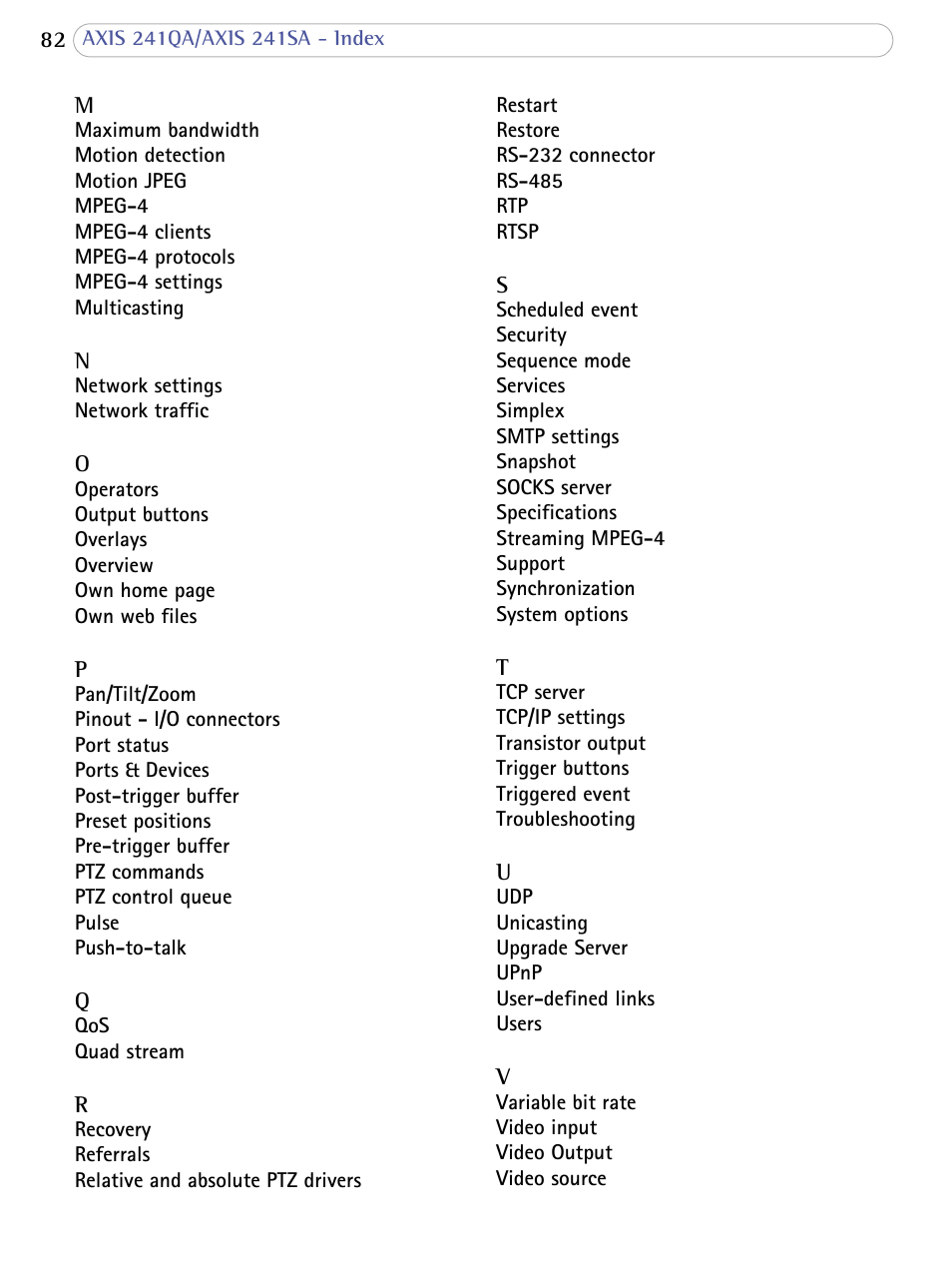 Axis Communications 241SA User Manual | Page 82 / 83