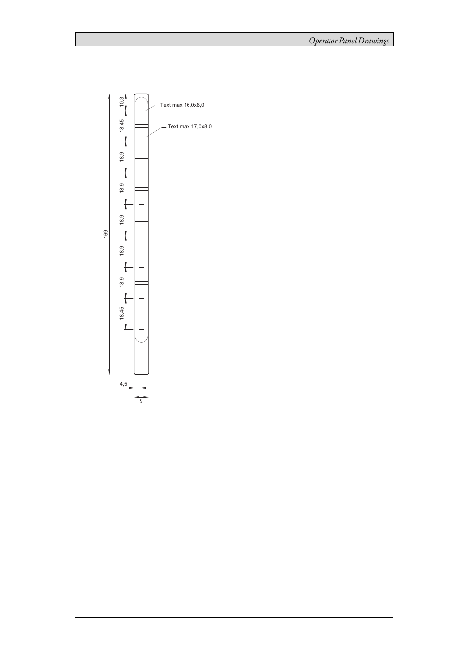 3 ix panel k60 text strip, Operator panel drawings | Beijer Electronics iX Panel K60 EN User Manual | Page 16 / 24