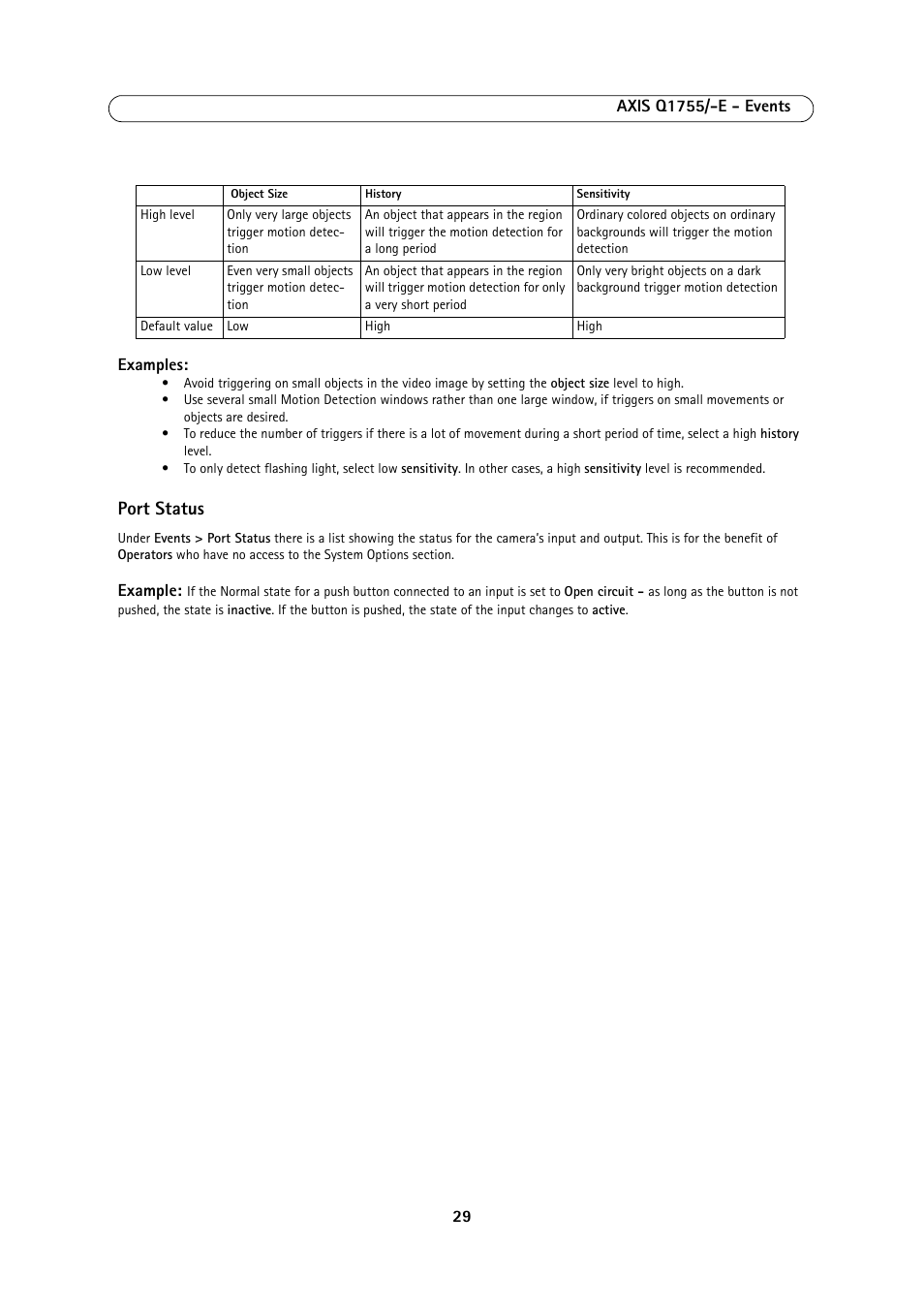 Port status | Axis Communications AXIS Q1755-E User Manual | Page 29 / 59