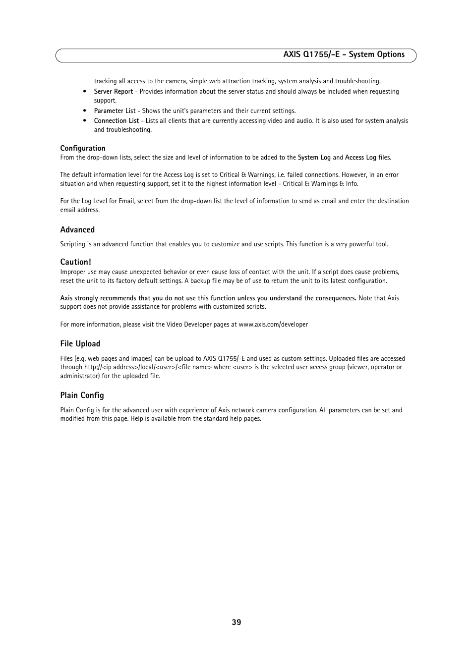 Configuration, on | Axis Communications AXIS Q1755-E User Manual | Page 39 / 59
