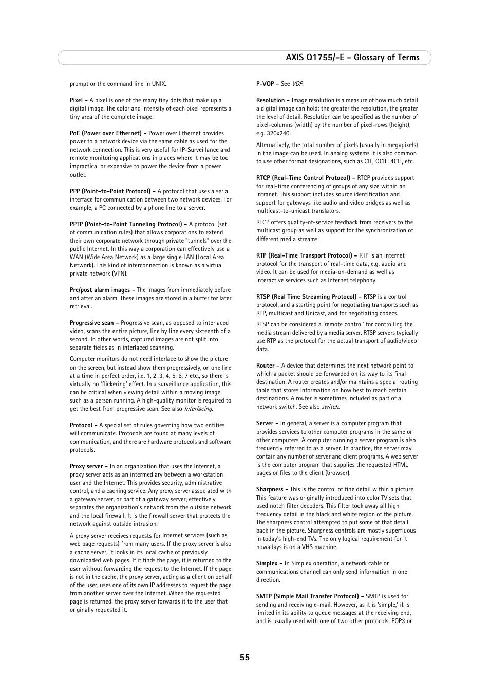 Axis Communications AXIS Q1755-E User Manual | Page 55 / 59