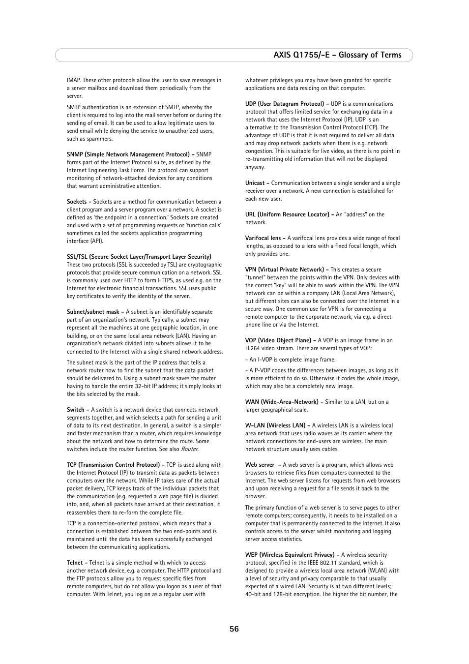 Axis Communications AXIS Q1755-E User Manual | Page 56 / 59