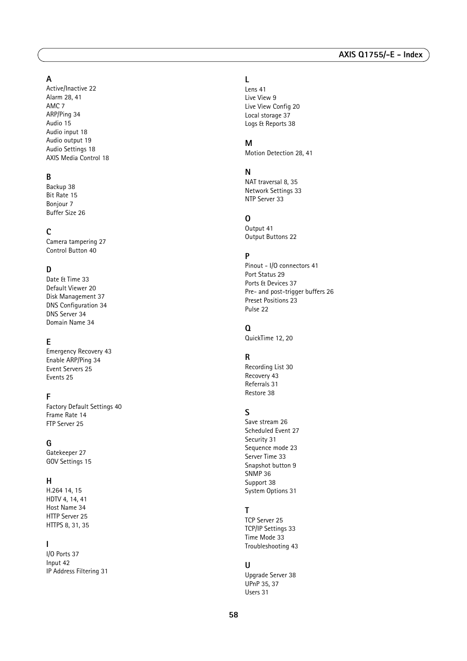 Axis Communications AXIS Q1755-E User Manual | Page 58 / 59