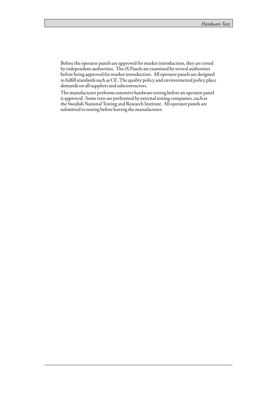 6 hardware tests, 6hardware tests | Beijer Electronics iX Panel T70 EN User Manual | Page 18 / 46