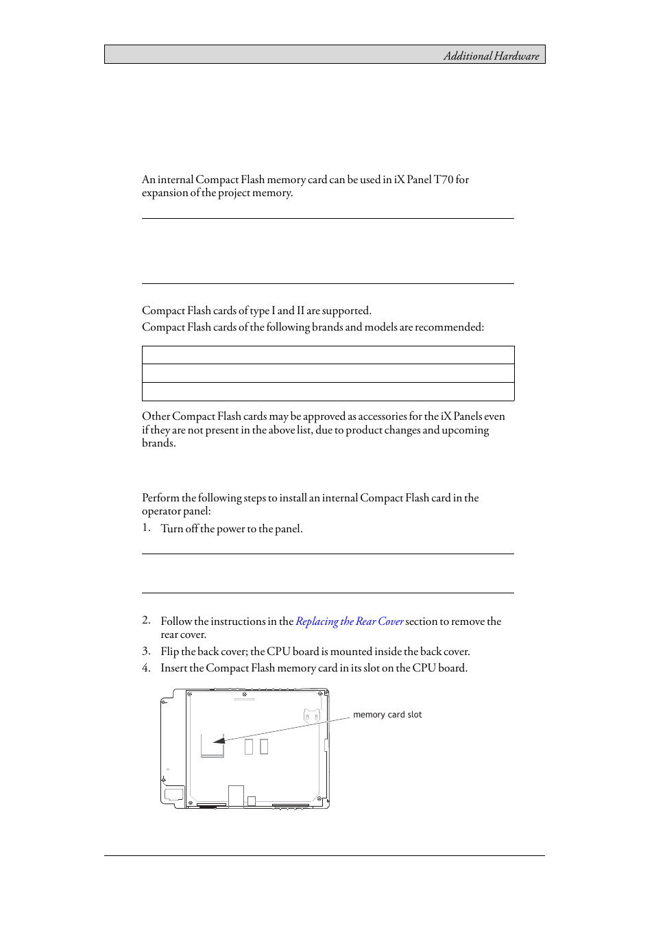 7 additional hardware, 1 memory card, 1 installation | 7additional hardware | Beijer Electronics iX Panel T70 EN User Manual | Page 19 / 46