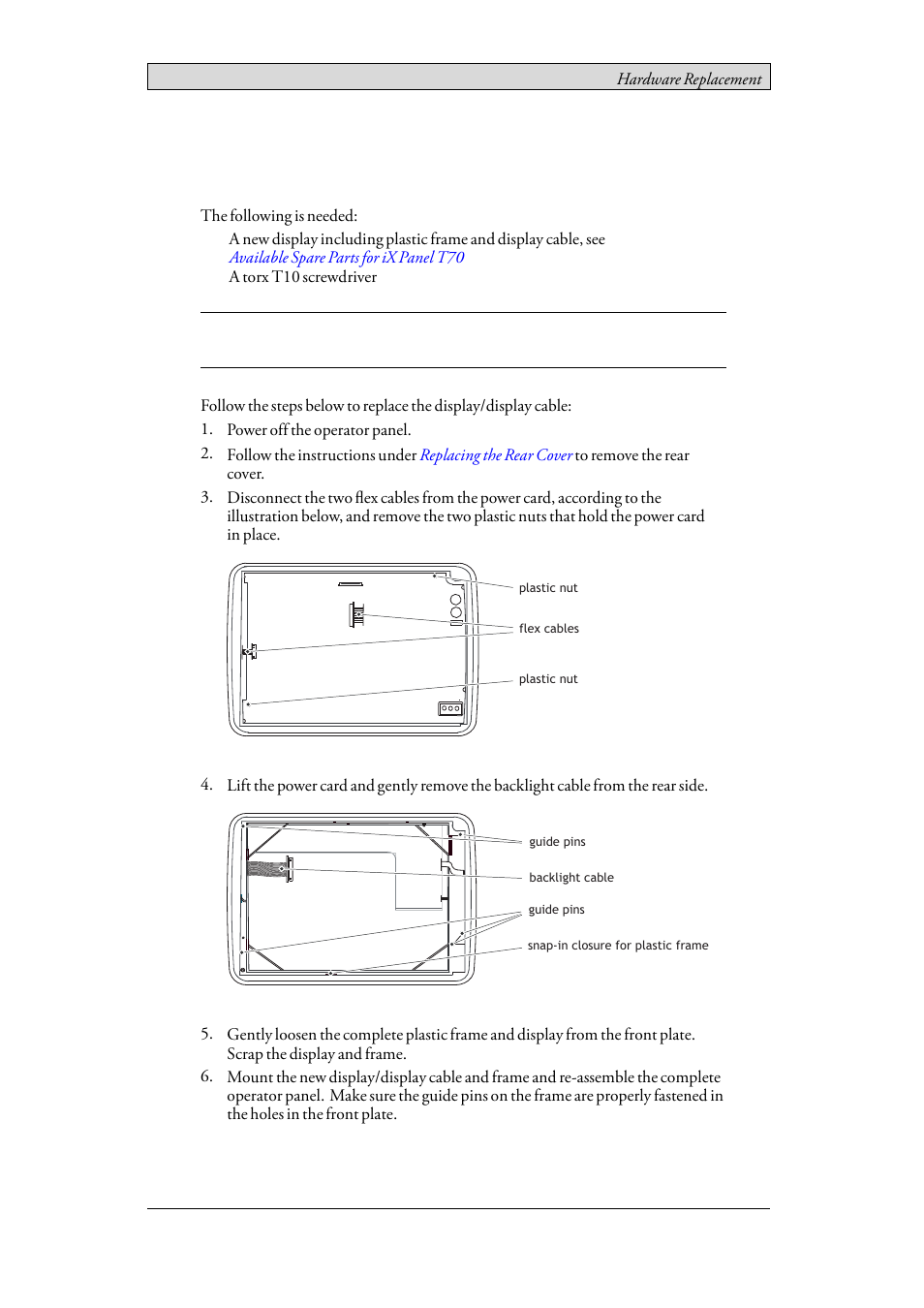 4 replacing the display/display cable | Beijer Electronics iX Panel T70 EN User Manual | Page 24 / 46