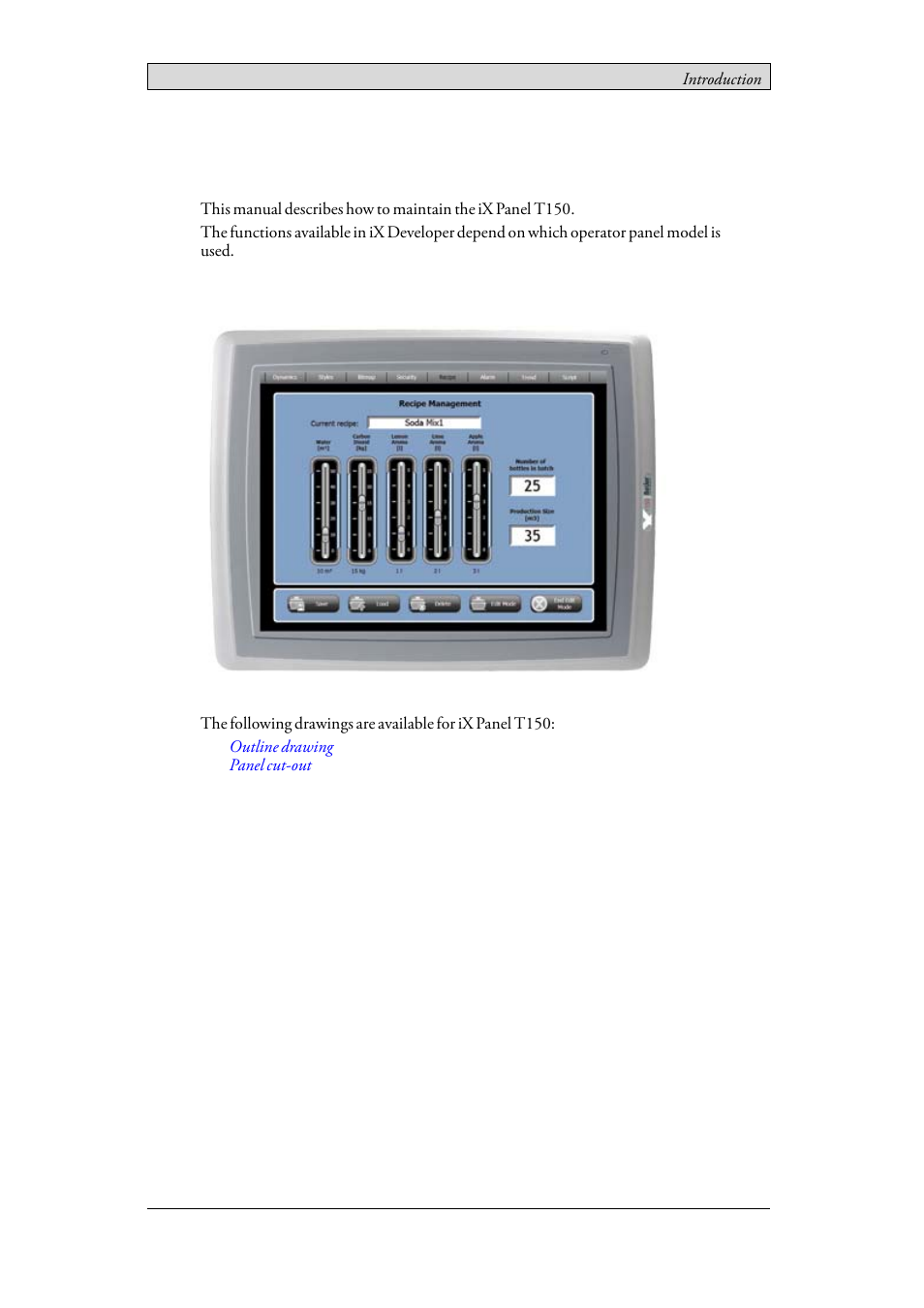 2 introduction, 1 ix panel t150, 2introduction | Beijer Electronics iX Panel T150 EN User Manual | Page 7 / 47