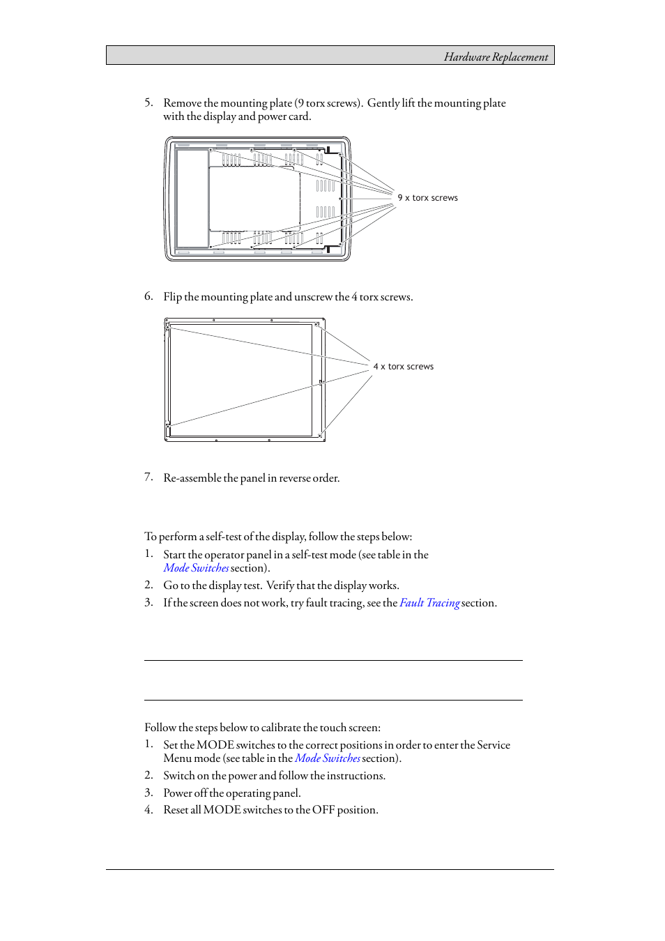 1 self-test of the display, 2 calibrating the touch screen | Beijer Electronics iX Panel T100 EN User Manual | Page 25 / 46
