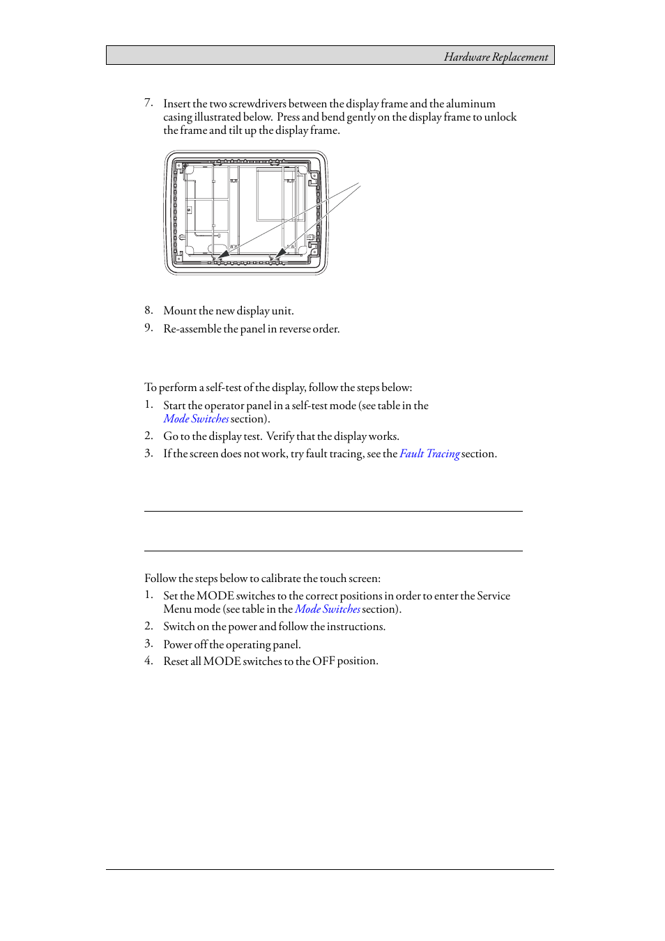 1 self-test of the display, 2 calibrating the touch screen | Beijer Electronics iX Panel T60 EN User Manual | Page 23 / 45