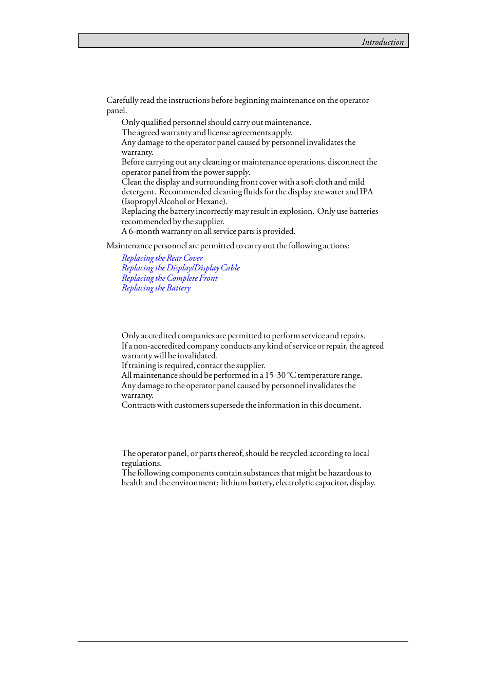 2 maintenance, 3 service and repairs, 4 dismantling and scrapping | Beijer Electronics iX Panel T60 EN User Manual | Page 8 / 45