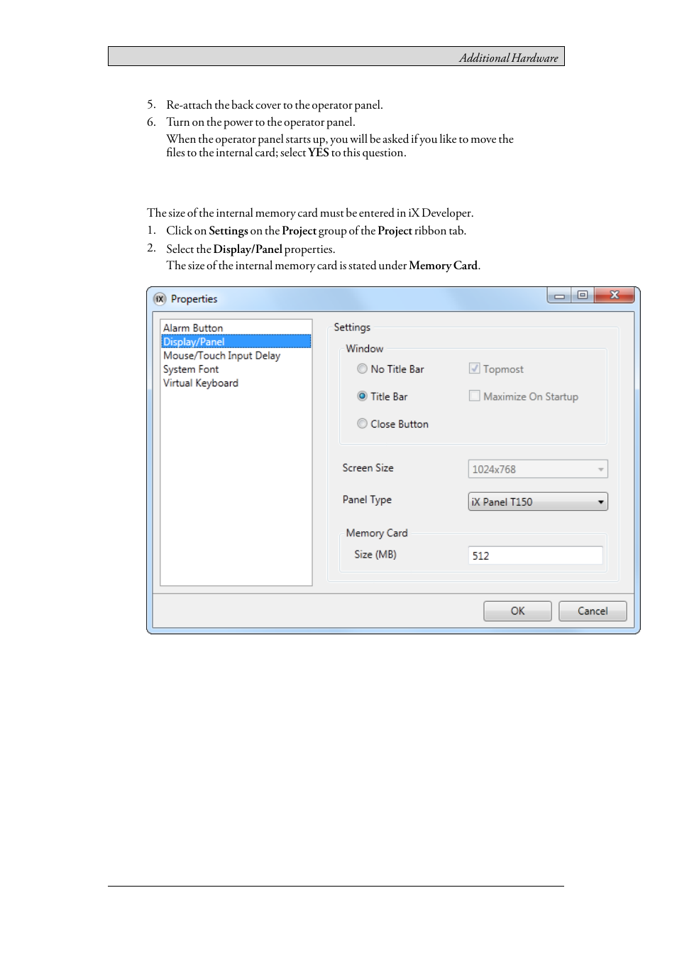 2 settings in ix developer | Beijer Electronics iX Panel K70 EN User Manual | Page 20 / 46