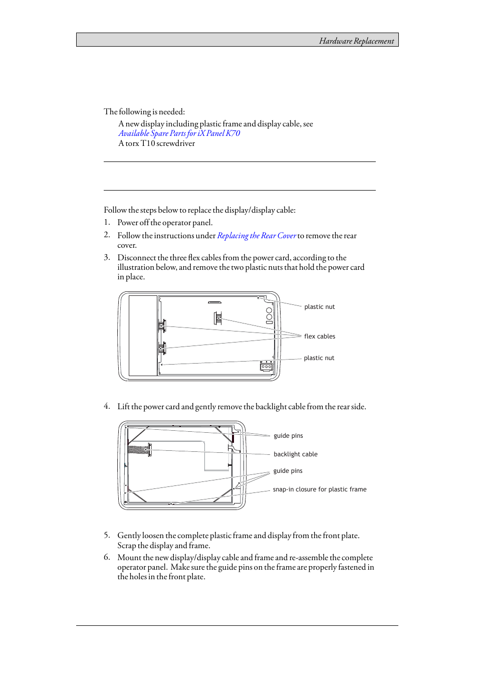 4 replacing the display/display cable | Beijer Electronics iX Panel K70 EN User Manual | Page 24 / 46