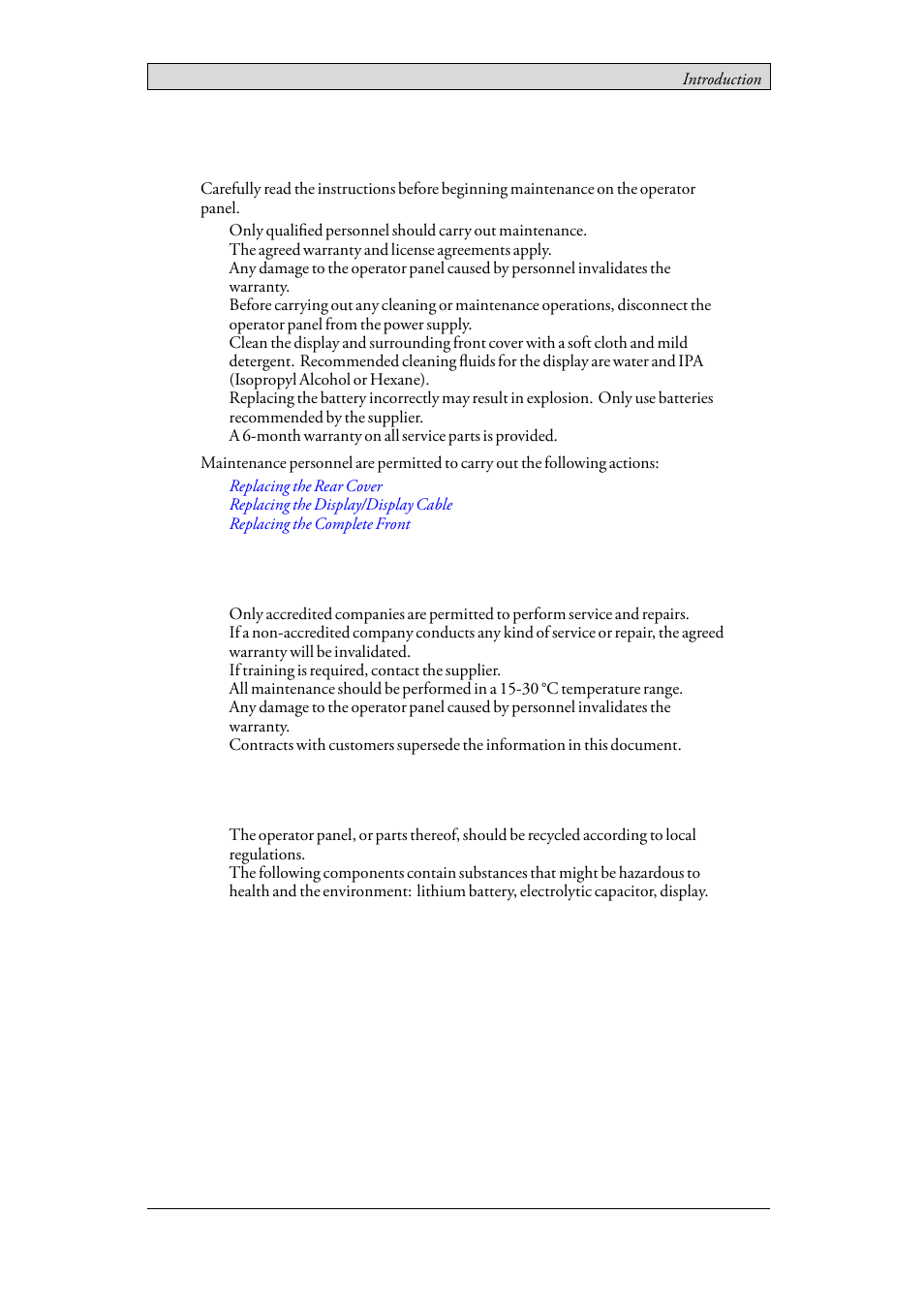 2 maintenance, 3 service and repairs, 4 dismantling and scrapping | Beijer Electronics iX Panel K70 EN User Manual | Page 8 / 46