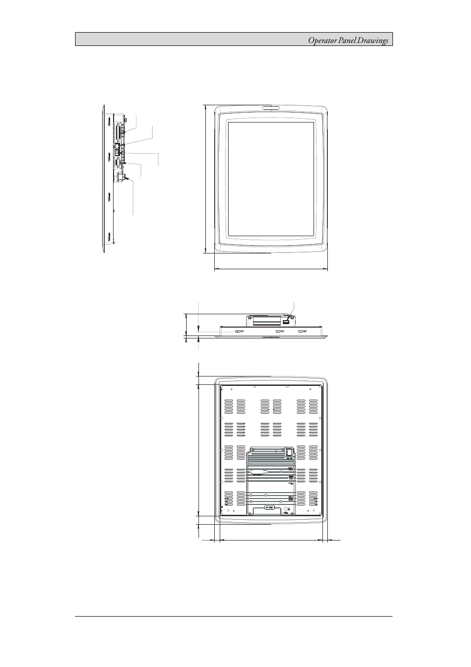 2 ix panel ta150 outline, Ix panel ta150 outline, Operator panel drawings | Beijer Electronics iX Panel TA150 EN User Manual | Page 15 / 23