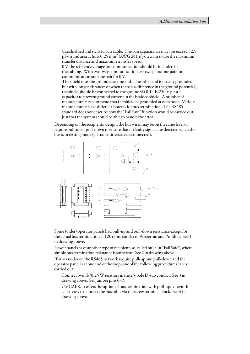 7 cable and bus termination rs485, Cable and bus termination rs485, Additional installation tips | Beijer Electronics iX Panel TA70 EN User Manual | Page 22 / 23